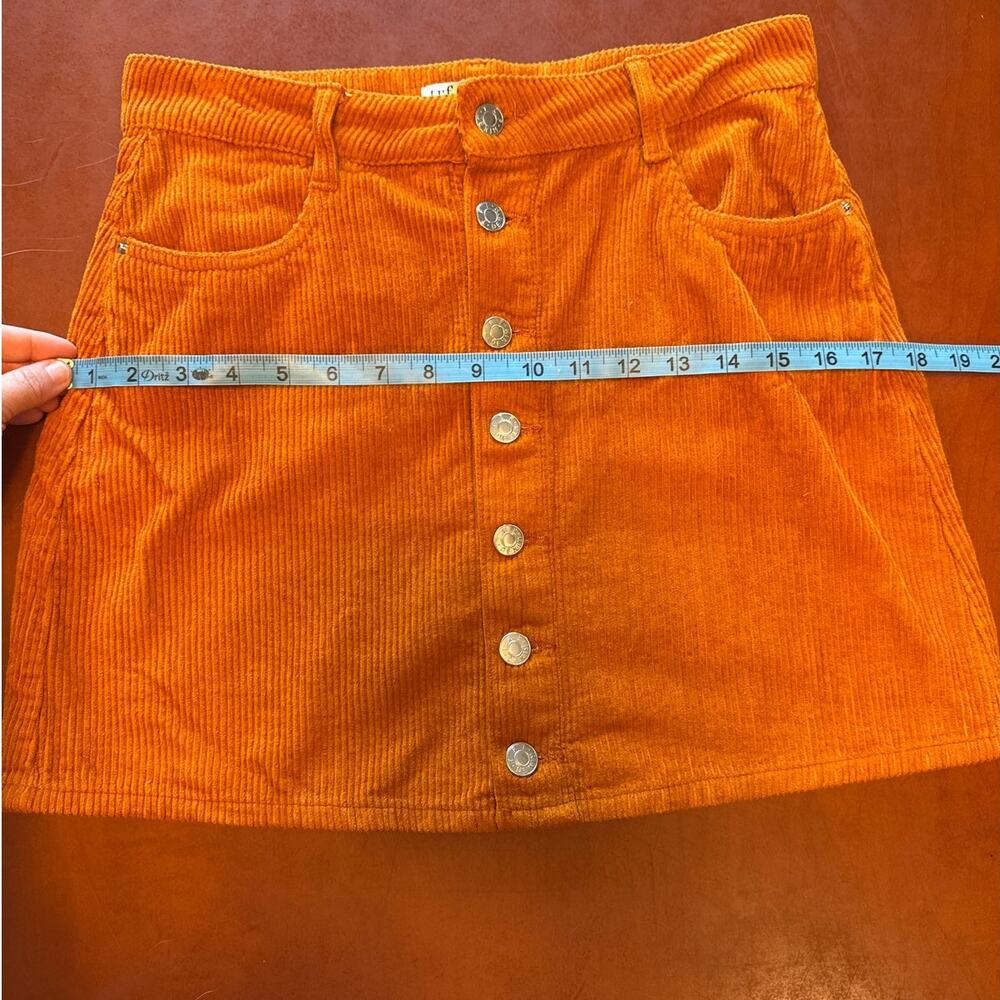 70s Retro Style Orange Corduroy Button Front Mini Skirt M - Picture 6 of 8